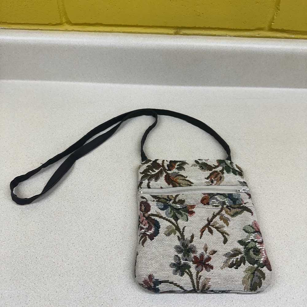 Vintage Purse Satchel Cross Body Floral Flowers